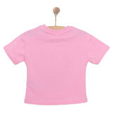 HelloBaby Kız Bebek Tişört Bisiklet Yaka Kısa Kol Pembe
