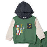 HelloBaby Erkek Bebek Eşofman Takımı Motto Boy Bisiklet Yaka Uzun Kol