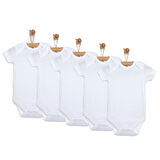 HelloBaby Unisex 5li Beyaz Body Zarf Yaka Kısa Kol Beyaz