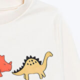 HelloBaby Erkek Bebek Cool Dino Eşofman Takımı Şardonlu Bisiklet Yaka Uzun Kol Ribanalı Paça