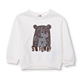 HelloBaby Erkek Bebek Hello Cute Bear Sweatshirt Şardonlu Üç İplik Bisiklet Yaka Uzun Kol
