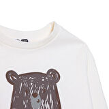 HelloBaby Erkek Bebek Hello Cute Bear Sweatshirt Şardonlu Üç İplik Bisiklet Yaka Uzun Kol