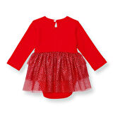 HelloBaby Kız Bebek Yenidoğan New Year Elbise Body Düğmeli Bisiklet Yaka Uzun Kol Reçme Paça