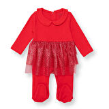 HelloBaby Yenidoğan Kız Bebek Patikli Tulum New Year Çıtçıtlı Bisiklet Yaka Uzun Kol