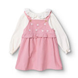 HelloBaby Kız Bebek Forest Flower Elbise Tshirt Kadife Uzun Kol