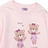 HelloBaby Kız Bebek Bluz - Tayt Enjoy Bear İki İplik Uzun Kol Reçme Paça