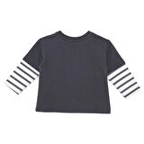 HelloBaby Erkek Bebek Cool Boy Uzun Kol Tshirt İki İplik Bisiklet Yaka Uzun Kol