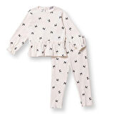 HelloBaby Kız Bebek Bluz - Tayt Düğmeli Uzun Kol Reçme