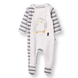 Bebetto Erkek Bebek Yenidoğan Happy Penguin Kadife Patikli Tulum Kadife Bisiklet Yaka Uzun Kol Patikli Paça