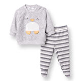 Bebetto Erkek Bebek Yenidoğan Kadife Patikli Alt-Sweatshirt Çıtçıtlı Bisiklet Yaka Uzun Kol Patikli Paça