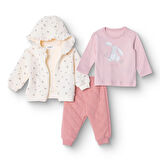 Bebetto Kız Bebek Yenidoğan Petite Fleurs Sweatshirt-Hırka-Patik Bisiklet Yaka Uzun Kol Patiksiz Paça