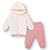 Bebetto Kız Bebek Yenidoğan Petite Fleurs Sweatshirt-Hırka-Patik Bisiklet Yaka Uzun Kol Patiksiz Paça