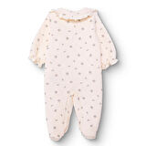 Bebetto Kız Bebek Yenidoğan Patikli Tulum Petite Fleurs Fırfırlı Yaka Uzun Kol Patikli Paça