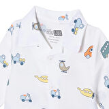 HelloBaby Erkek Bebek Uzun Kol Pijama Takımı Düğmeli Bebe Yaka Reçme Paça