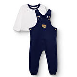 HelloBaby Erkek Bebek Salopet-Sweatshirt İki İplik Bisiklet Yaka Uzun Kol Reçme Paça