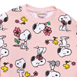 Snoopy Kız Bebek Eşofman Takımı Üç İplik Bisiklet Yaka Uzun Kol Ribanalı Paça