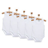 HelloBaby Unisex 5li Beyaz Body Zarf Yaka Atlet Kol Beyaz