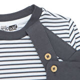 HelloBaby Erkek Bebek Cool Boy Salopet-Tshirt Bisiklet Yaka Uzun Kol Reçme Paça