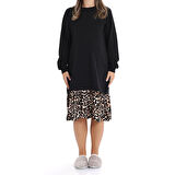 baby mom Anne Hamile Elbise Bisiklet Yaka Uzun Kol Reçme Paça