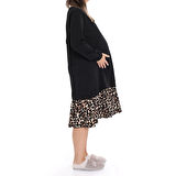 baby mom Anne Hamile Elbise Bisiklet Yaka Uzun Kol Reçme Paça