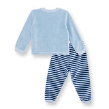 HelloBaby Erkek Bebek Kadife Pijama Takımı Bisiklet Yaka Uzun Kol Ribanalı Paça