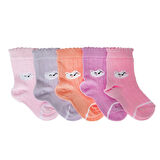 HelloBaby Kız Bebek 5'li Soket Çorap Renkli