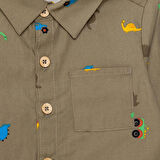 HelloBaby Erkek Bebek Gömlek-Pantolon Düğmeli Poplin Kapüşonlu Yaka Reçme Paça