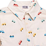 HelloBaby Erkek Bebek Gömlek-Pantolon Poplin Gömlek Yaka Uzun Kol Reçme Paça