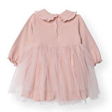 Bebetto Kız Bebek Cutie Elbise İki İplik Bebe Yaka Uzun Kol