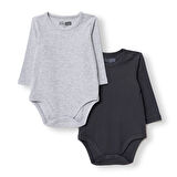 HelloBaby Erkek Bebek 2li Uzun Kol Body Kaşkorse Çıtçıtlı Yaka Uzun Kol