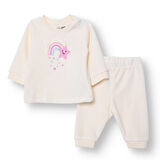 HelloBaby Kız Bebek Kadife Pijama Takımı Kadife Bisiklet Yaka Ribanalı Paça