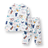 HelloBaby Erkek Bebek Uzun Kol Pijama Takımı İnterlok Düğmeli Bebe Yaka Reçme Paça