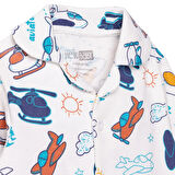 HelloBaby Erkek Bebek Uzun Kol Pijama Takımı İnterlok Düğmeli Bebe Yaka Reçme Paça