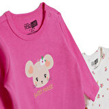 HelloBaby Kız Bebek 2li Uzun Kol Body Ribana Çıtçıtlı Yaka