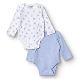 HelloBaby Erkek Bebek 2li Uzun Kol Body Zarf Yaka Uzun Kol Ribana Paça