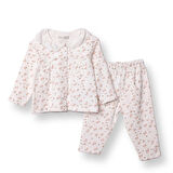 HelloBaby Kız Bebek Uzun Kol Pijama Takımı İnterlok Bebe Yaka Uzun Kol Reçme Paça