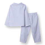 HelloBaby Erkek Bebek Uzun Kol Pijama Takımı Düğmeli Pamuklu Bebe Yaka Reçme Paça