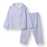 HelloBaby Erkek Bebek Uzun Kol Pijama Takımı Düğmeli Pamuklu Bebe Yaka Reçme Paça