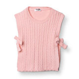 HelloBaby Kız Bebek Floral Teddy Bear Yelek Triko Bisiklet Yaka Kısa Kol