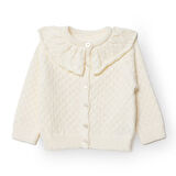 HelloBaby Kız Bebek Floral Teddy Bear Triko Hırka V Yaka Uzun Kol