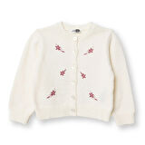 HelloBaby Kız Bebek Floral Teddy Bear Triko Hırka Fırfırlı Yaka Uzun Kol