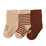 HelloBaby Erkek Bebek 3lü Kaydırmaz Çorap
