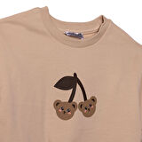 HelloBaby Kız Bebek Teddy Bear Sweatshirt İki İplik Bisiklet Yaka Uzun Kol