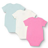 HelloBaby Kız Bebek 3lü Atlet Body Ribana Bisiklet Yaka Kısa Kol