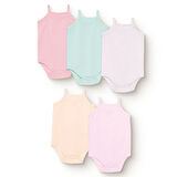 HelloBaby Kız Bebek 5li Atlet Body Ribana Bisiklet Yaka İp Askılı