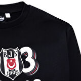 Beşiktaş Unisex Sweatshirt İki İplik Bisiklet Yaka Uzun Kol