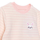 HelloBaby Kız Bebek Kadife Pijama Takımı Kadife Bisiklet Yaka Uzun Kol Ribanalı Paça