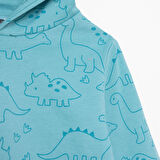 HelloBaby Erkek Bebek Kapüşonlu Sweatshirt Şardonlu İki İplik Kapüşonlu Yaka Uzun Kol