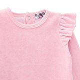 HelloBaby Kız Bebek Uzun Kol Body Kadife Bisiklet Yaka Uzun Kol