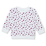 HelloBaby Kız Bebek Sweatshirt Şardonlu İki İplik Bisiklet Yaka Uzun Kol